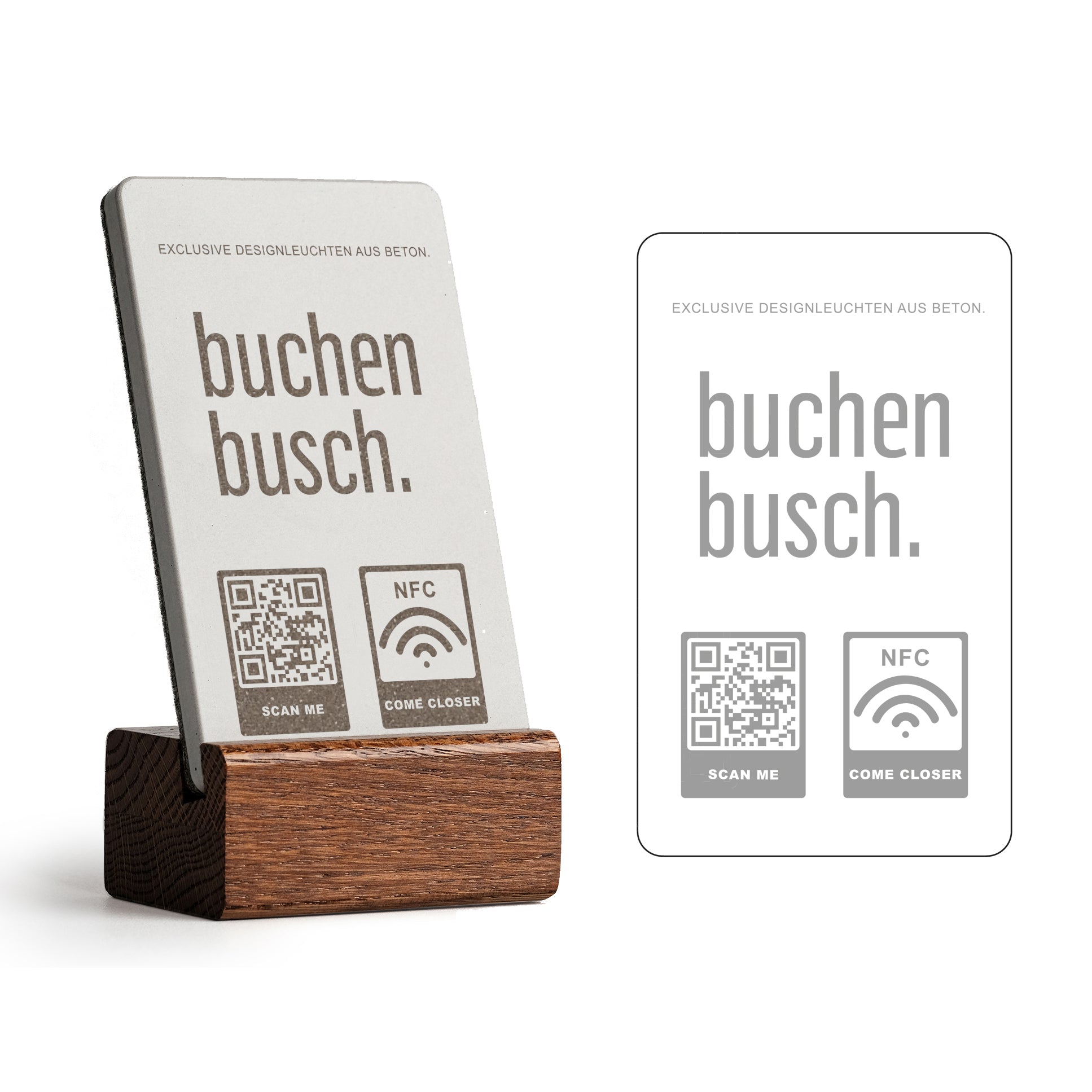 Besipiel für den Werbeaufsteller mit NFC Chip und QR Code brique felx