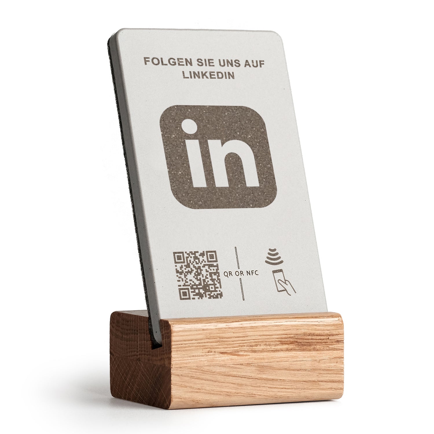 LinkedIn NFC Aufsteller mit QR-Code - Golden Oak