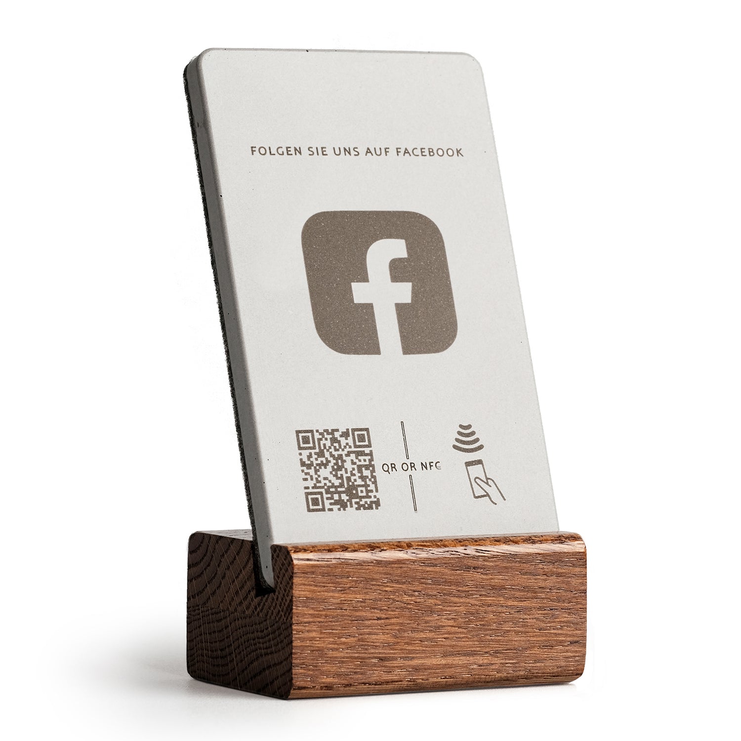 Facebook NFC Aufsteller mit QR-Code - Solid Oak