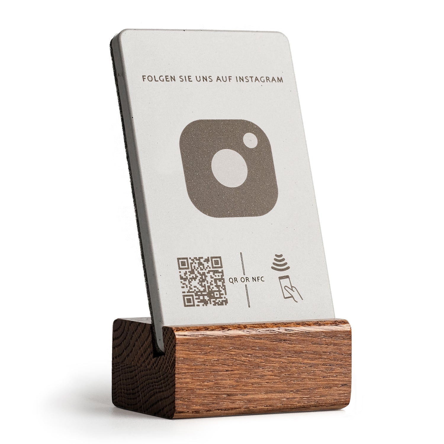 Instagram NFC Aufsteller mit QR-Code - Solid Oak