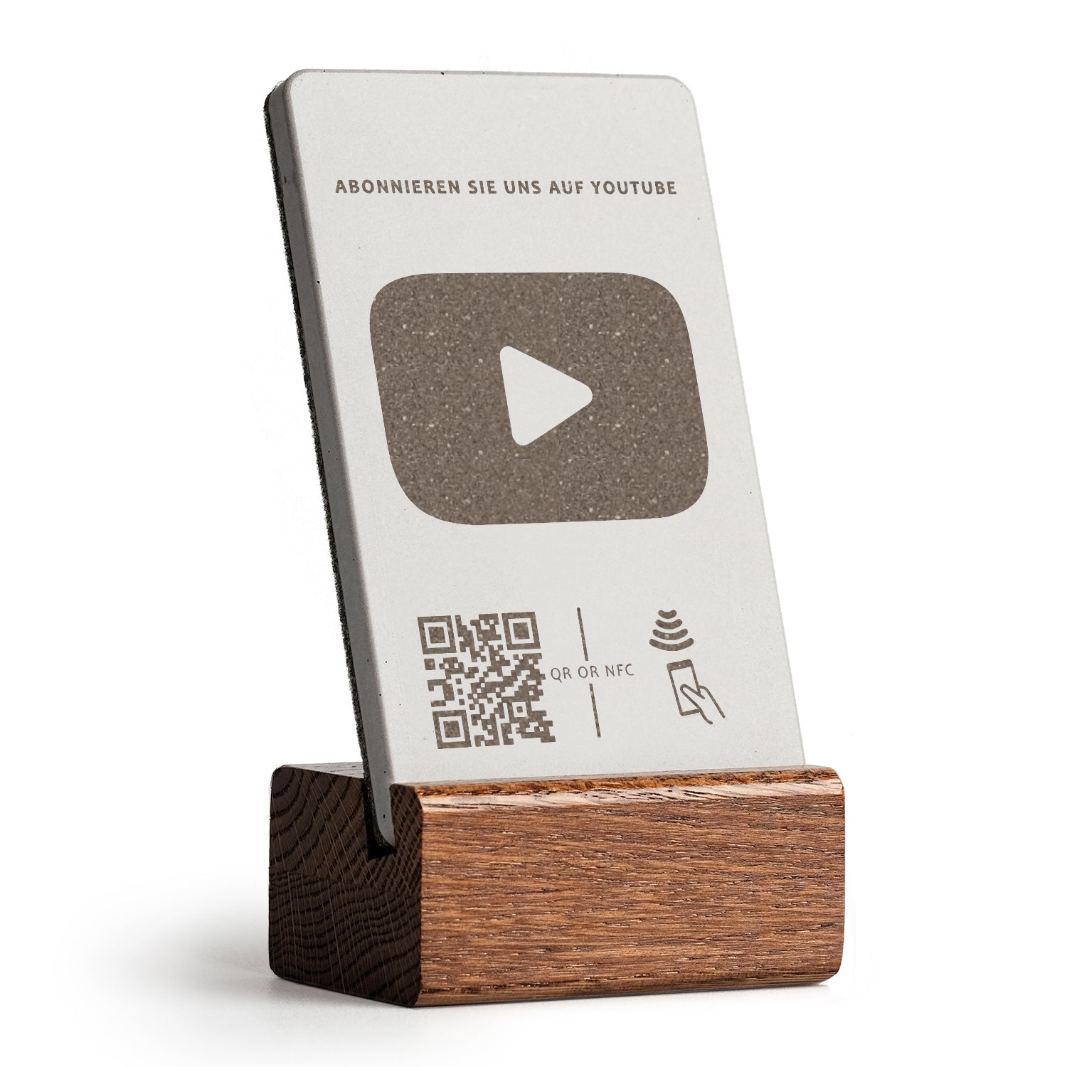 YouTube NFC Aufsteller mit QR-Code - Solid Oak